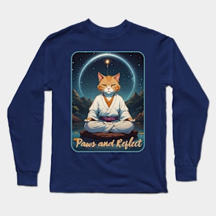 Paws and Reflect [cat pun] Long Sleeve T-Shirt